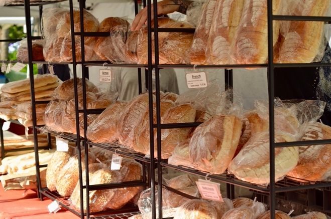 A shelf of bread on a shelf

Description automatically generated